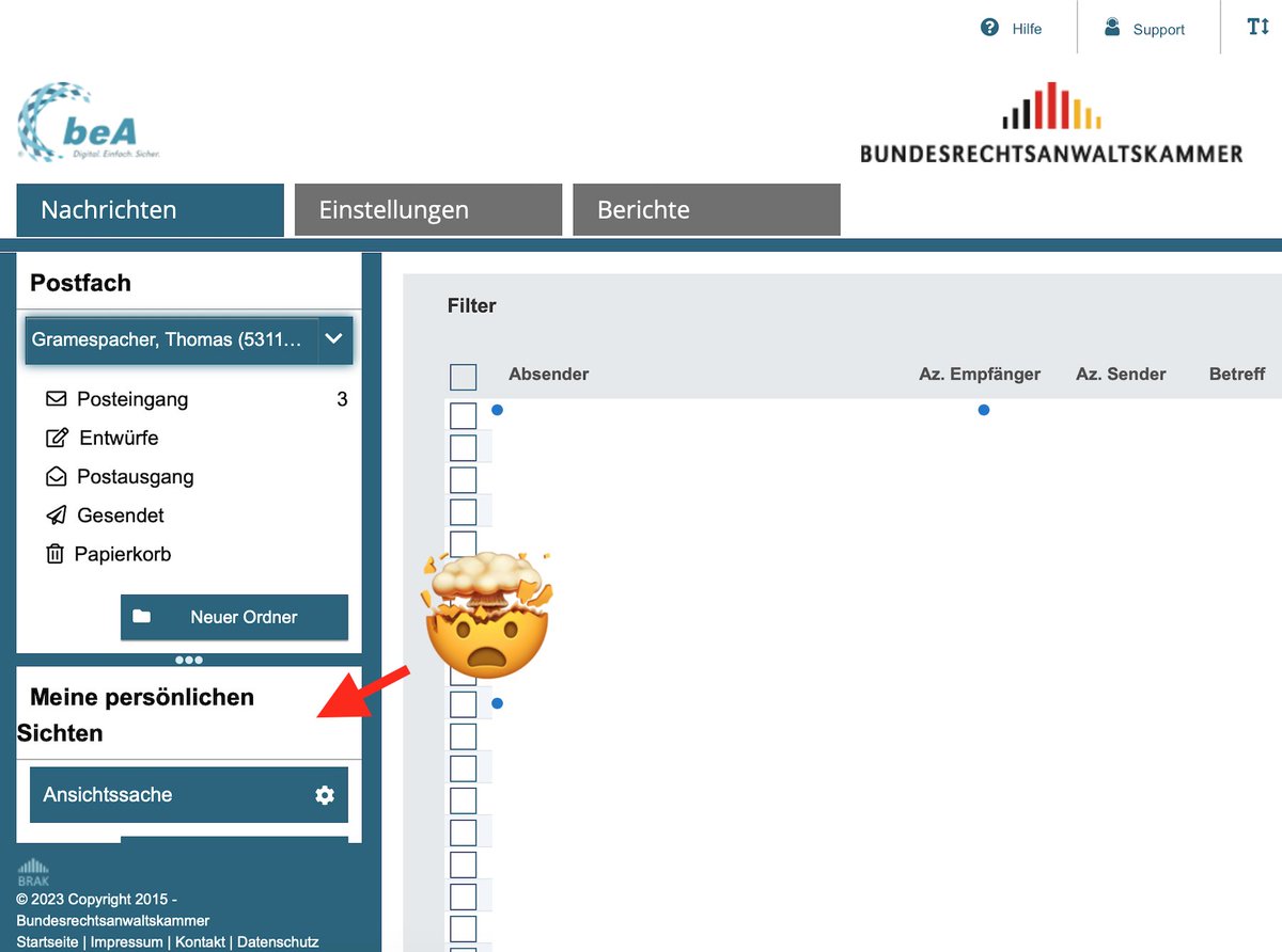 mir_tweets's tweet photo. Oha! Das #beA hat einen neue "Hausfarbe" bekommen!? Ist das jetzt "fünf-vor-#Darkmode" oder wie? Apropos "Individualisierung" dieser wunderbaren UI: WTF ist eigentlich auf den Begriff "Sichten" gekommen...?! 🥴#beAWahn https://t.co/E90tyJBFq5