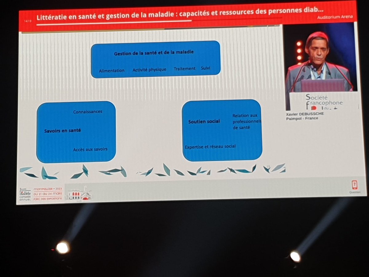 FedeDiabete's tweet photo. #CongrèsSFD : "#Littératie en #santé et gestion de la maladie ➡ capacités et ressources des personnes diabétiques "  par @XDebussche. 
En conclusion : une démarche utile pour identifier des besoins et des particularités.
#ENTRED 3 #SFD2023 https://t.co/QmJONaUDa9