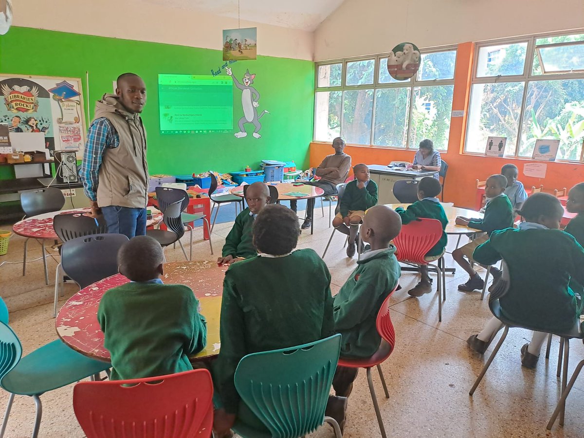 knlsmeru's tweet photo. Today C.C.M Primary School had a wonder session in the library later Hilton Mwenda and Isaiah Lameck took them through reading aloud stories from African storybook reader @knlsmedia #USDollar projected on the wall. https://t.co/Z6onhhyyHP