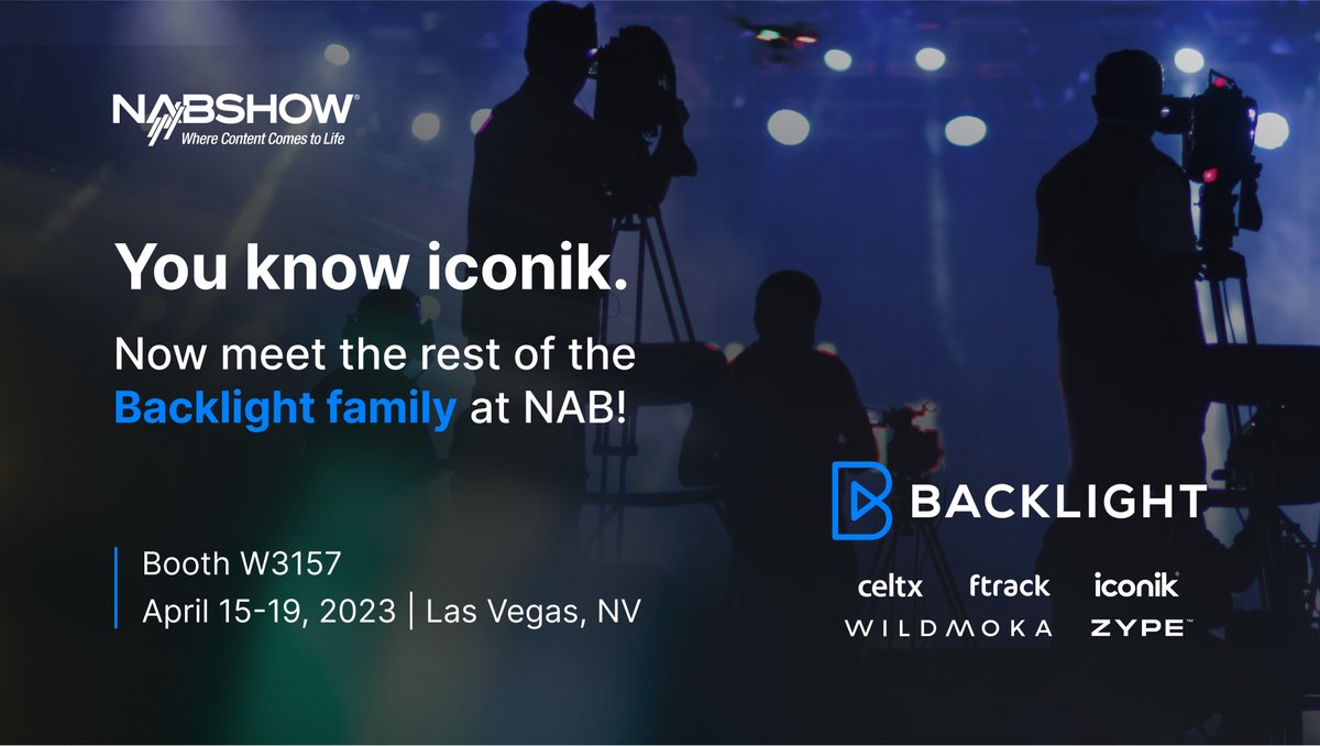 iconik_io's tweet image. 👋 Meet us at #NAB2023 to discover how Backlight’s family of products solves pain points at every stage of the video content lifecycle, from ideation and production to post-production, distribution, and analysis. Book your meeting here tinyurl.com/aya244dt #WeAreBacklight