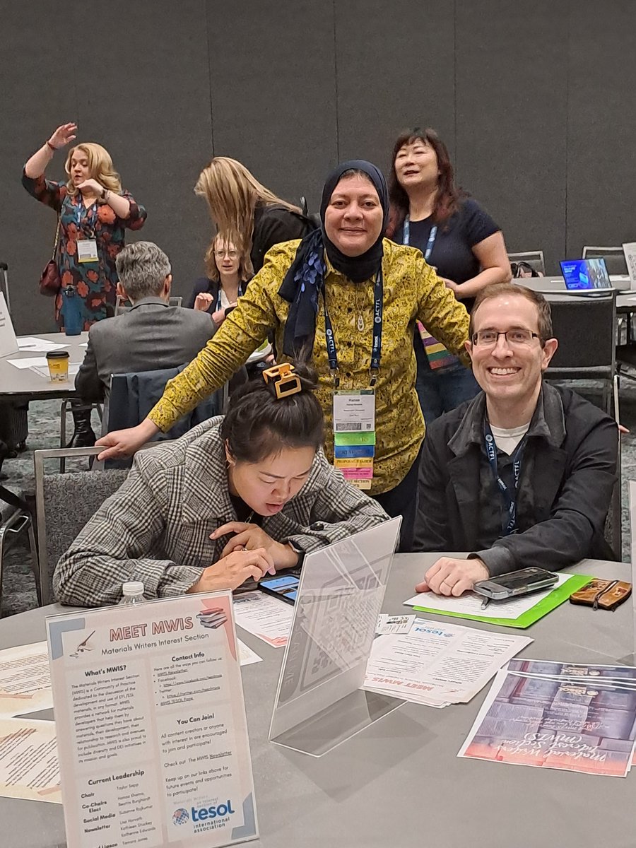 TESOLMWIS's tweet photo. (2) #TESOL2023 #MWIS Team at TESOL International Association #Fair  (Day 2). A special event where we networked with members interested in joining the #materials_development world. Plz join and follow us on Facebook and Twitter and other platforms for announcements and updates. https://t.co/7lWZHCgaC1