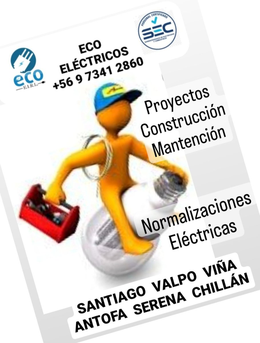Eco_Mantencion's tweet photo. #Eléctricos #Santiago #Viña #Valpo #Serena #Antofagasta #Chillán #56973412860 https://t.co/aAEnQdoWvo