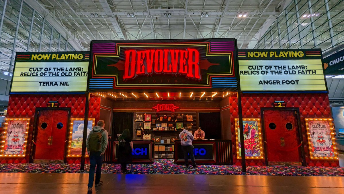 GameXplain's tweet photo. Some people bring booths to PAX, but @devolverdigital decided to bring a ✨booth✨ https://t.co/CZUh2okWNM