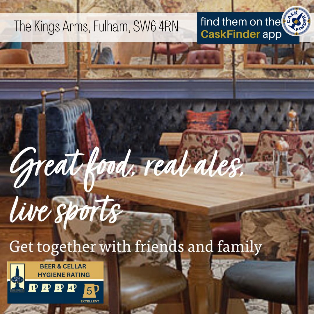 CaskFinder's tweet photo. Please welcome these 2⃣ new London pubs who have recently been awarded @caskmarque & achieved a 5🌟Beer & Cellar Hygiene rating
🍺 The Kings Arms, Fulham part of @Wadworth
🍺 The White Horse, Selhurst
Check them out on the #caskfinder app and WIN prizes on the ale trail 🍺 https://t.co/h1jOdER8Bh