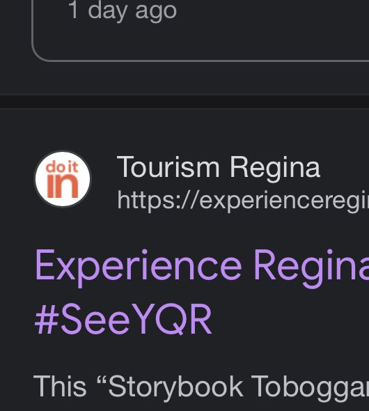 Anyone else get this icon next to Experience Regina search results?

“Do it in”
🤨

#SeeYQR #ExperienceRegina #YQR