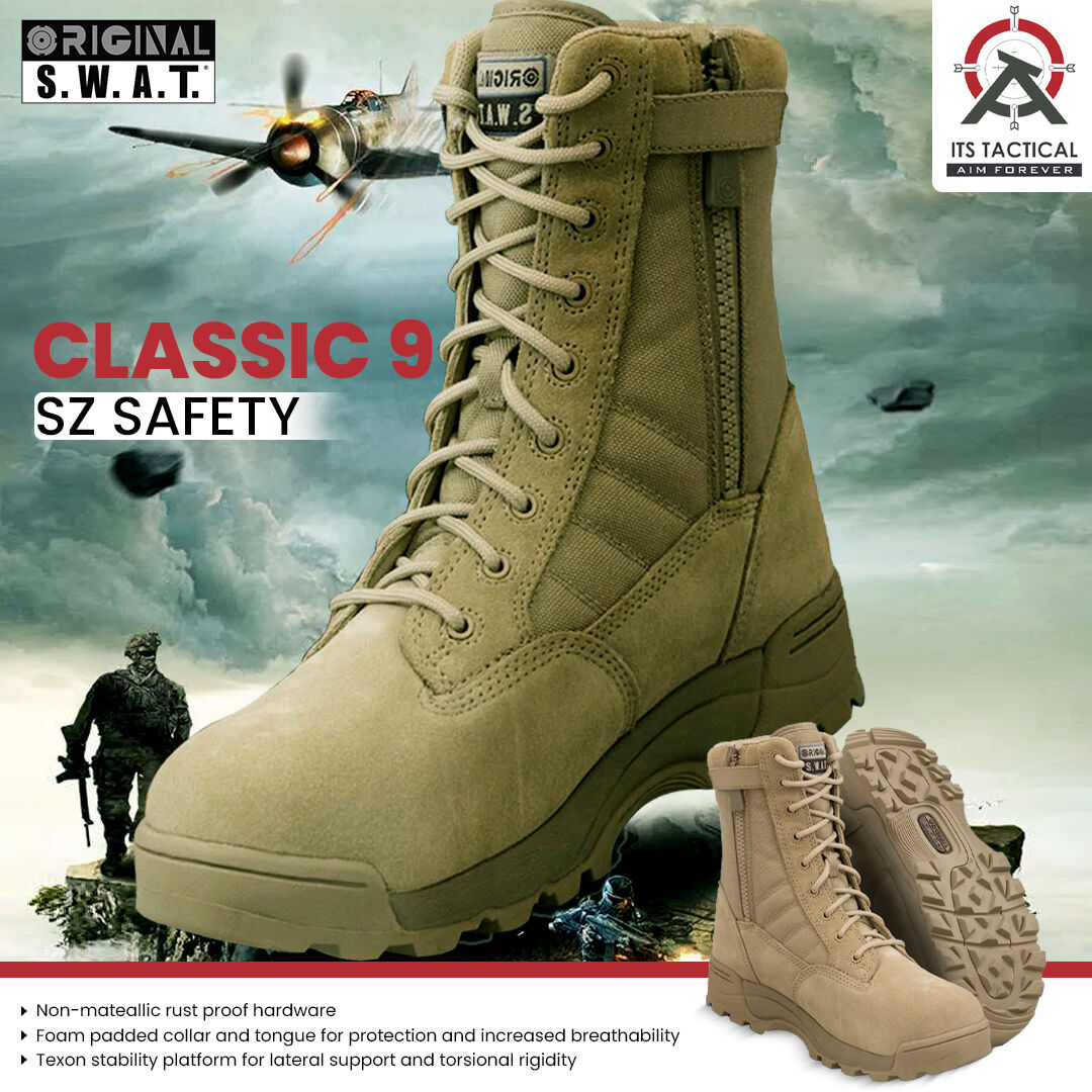 Stay agile and nimble with the lightweight and responsive design of the Original SWAT Classic 9.

#OriginalSWATClassic9 #TacticalBoots #LawEnforcement #MilitaryFootwear #ComfortAndPerformance #HighQuality #DurableGear #ResponsiveDesign #PrecisionCraftsmanship #ReliableProtection