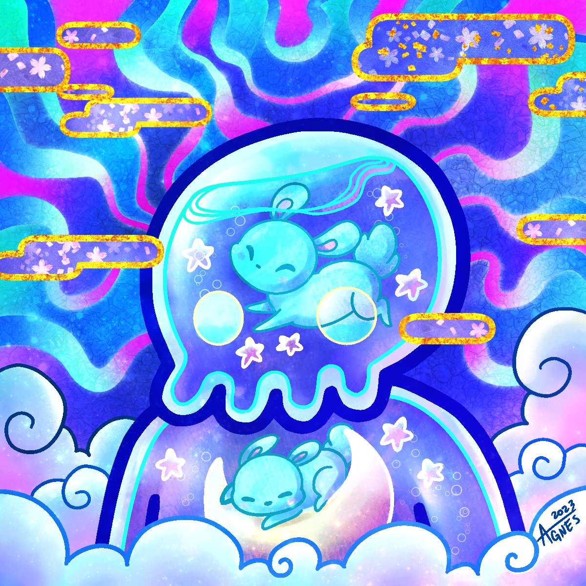 AgnesGarbowska's tweet image. Wanted to do a cute little @CryptoMories, so I made this one for the #BuildAMorie contest. 🐇🌙