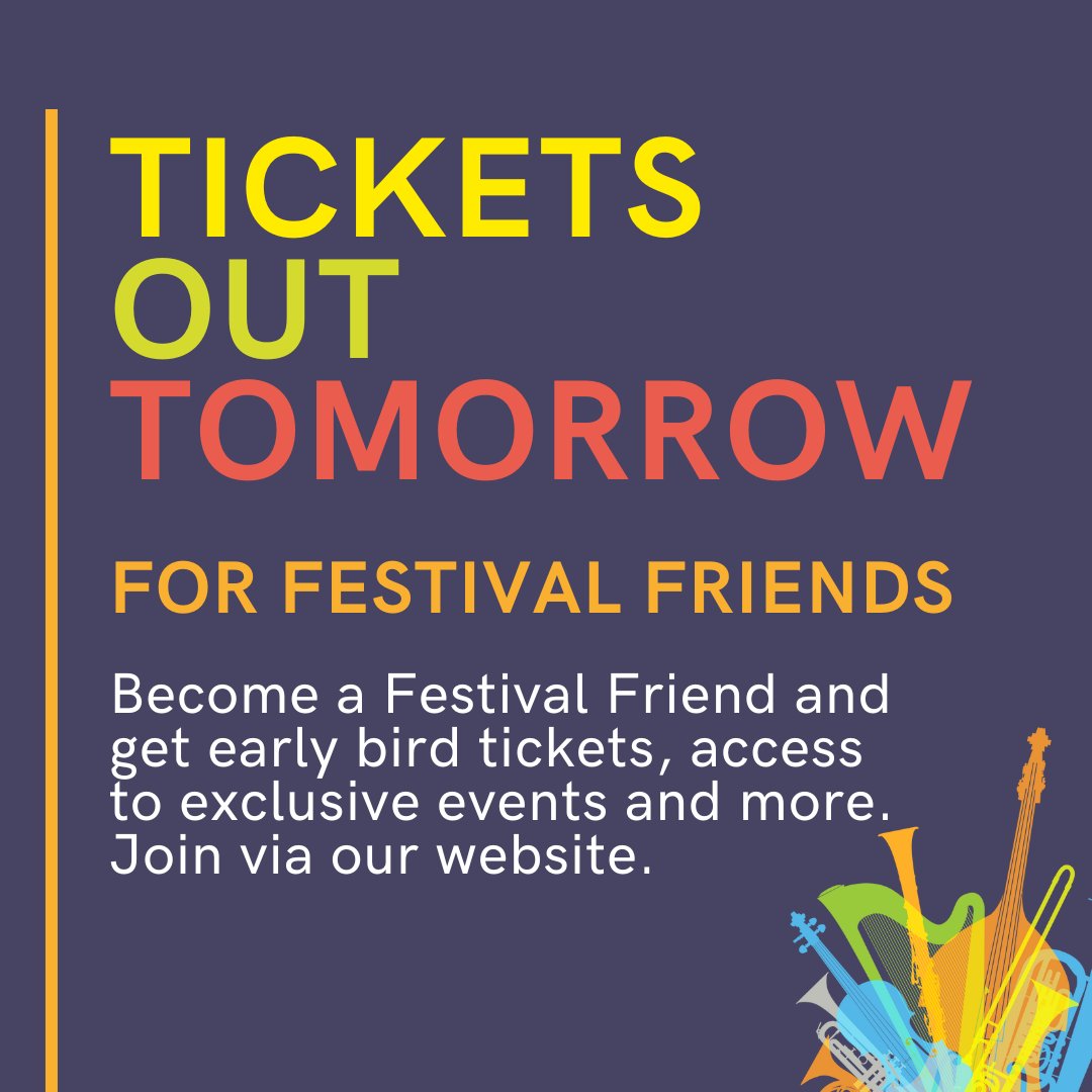 Become a #festival friend today, and get your tickets TOMORROW.

🎶 Hear the latest news
🎶 Get invites to exclusive events
🎶 And drum roll... early bird tickets!

Join now 🔗 budleighmusicfestival.co.uk/support-the-fe…

#BudleighMusicFestival #Music #ClassicalMusic #Budleigh #Exeter #Devon