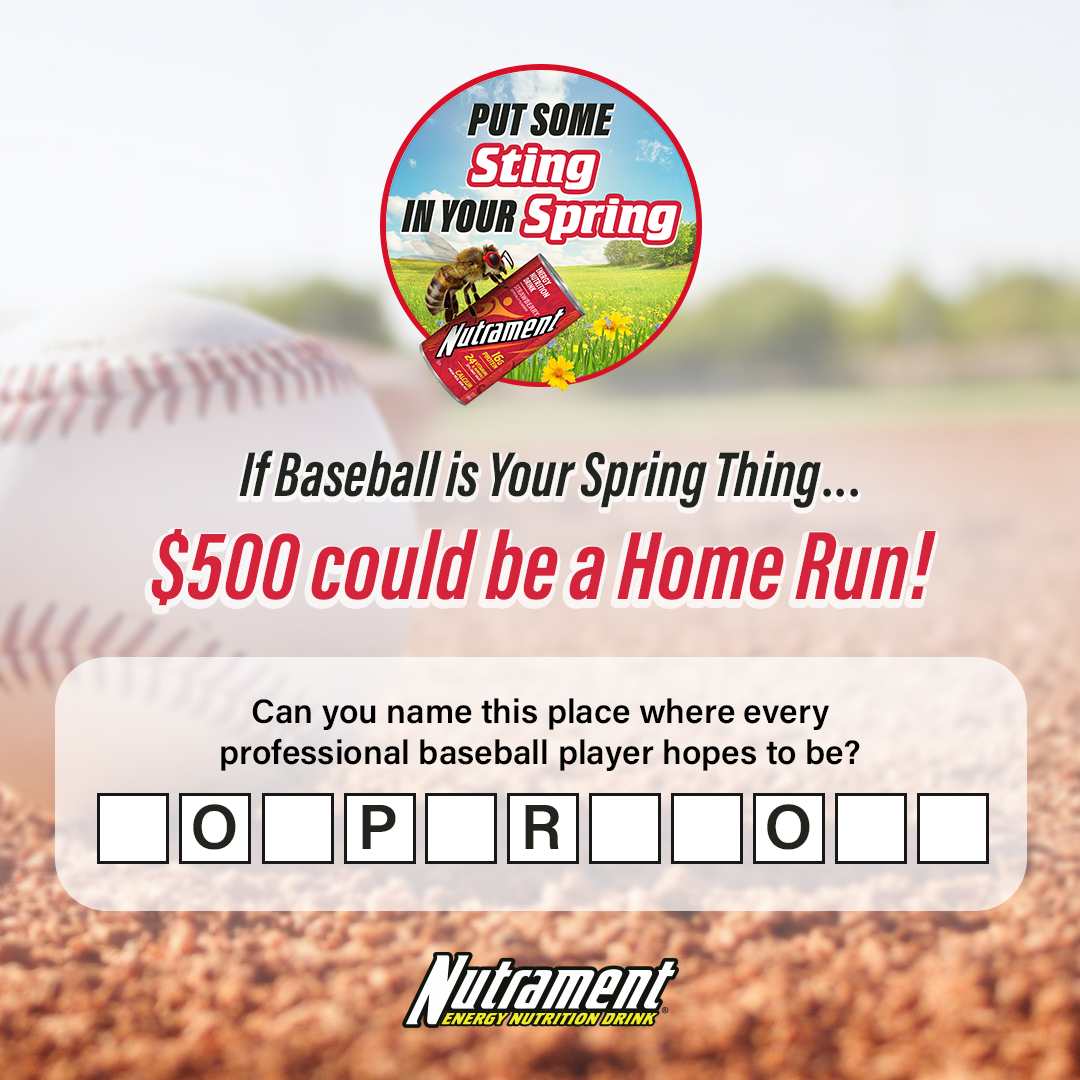 nutrament's tweet photo. WHAT’S YOUR SPRING THING? ⚾ Get energized and enjoy! Comment here for a chance to win a spring prize package with a $500 gift card! Other prizes, too! Must use hashtags #FuelYourNow and #promotion. 18+ to enter. Official Rules: https://t.co/A8Vv2ZvLYs https://t.co/JGkreZsa2O