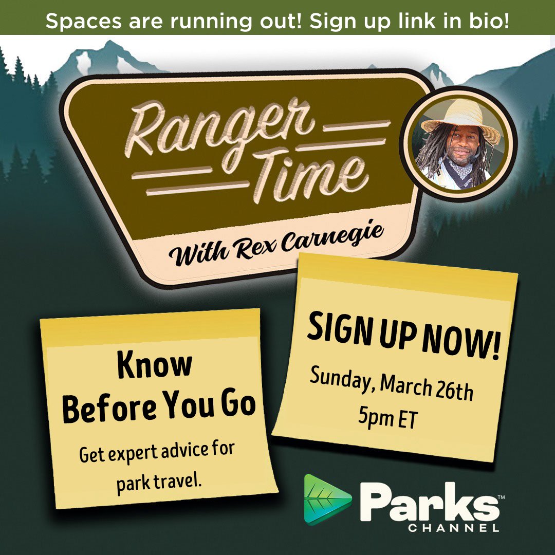 TheParksChannel's tweet photo. Be prepared for your next park adventure by asking questions and receiving expert advice from a Park Ranger 💬✅ Sign up while spaces are available &amp; send us your questions https://t.co/nbC4NmGBZn #parkranger #parkrangerlife #parkchat #nationalpark #nationalparkgeek #parkchat https://t.co/ok1O4piWn9