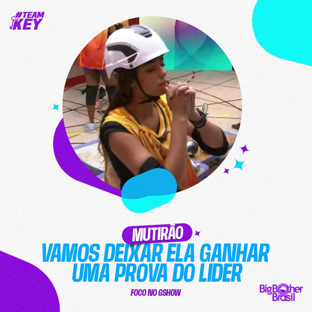 keyalvesoficial's tweet image. 🔑 MUTIRÃO “ VAMOS DEIXAR ELA GANHAR 1 PROVA DO LÍDER” INICIADO 🔑

📌 A CADA 20 VOTOS, DEPOSITE UM EMOJI OU UMA LETRA AQUI.

🎯 META: MIL comentários. 

⏰ ENCERRA ÀS 12h00.

🚨 O VOTO é pra VOLTAR, portanto votem na KEY!

👩🏻‍💻 gshow.globo.com/realities/bbb/…

#VoltaKey #BBB23 #TeamKey
