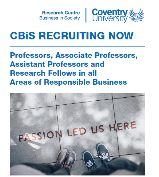 We are looking for more researchers to join our team. If you're an academic interested in responsible business then consider coming to work at @CBiS_CovUni More information can be found in our recent newsletter: coventry.ac.uk/globalassets/m…