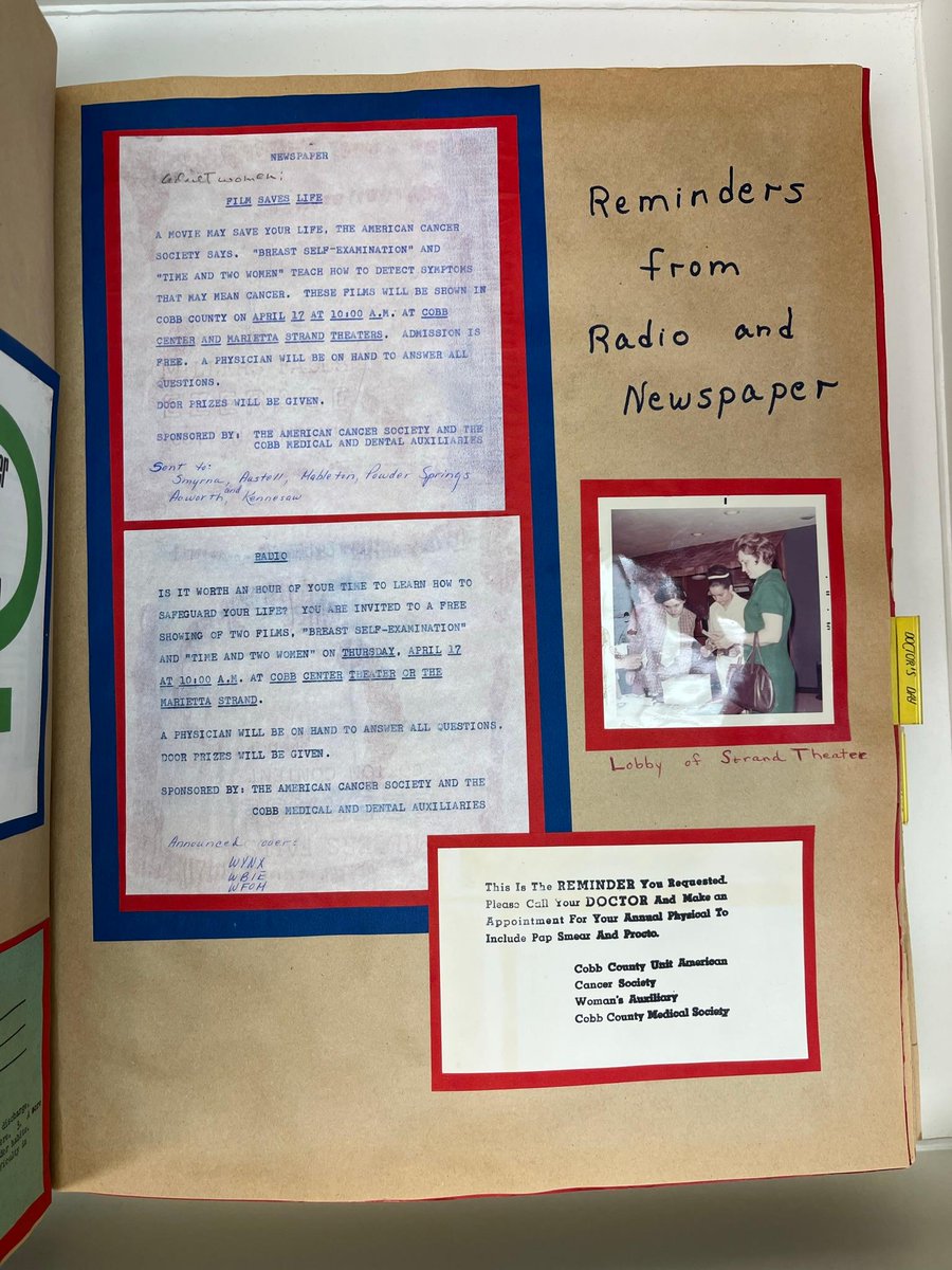 KSU_Archives's tweet photo. The Woman's Auxiliary to the Cobb County Medical Society worked to advance health and health education through advocacy and volunteer work. This 1968 scrapbook shows their efforts to educate Cobb County women about breast cancer detection and prevention.
#WomensHistoryMonth #TBT https://t.co/mmXT1IMFcu