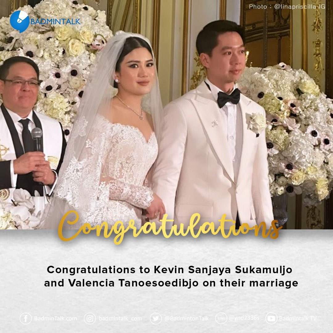 BadmintonTalk's tweet photo. Congratulations to Kevin Sanjaya Sukamuljo and Valencia Tanoesoedibjo on their marriage.

May you have a blissful and blessed marriage!
What a wonderful day for both of you.. https://t.co/LNxGUMArHY