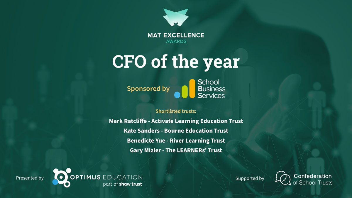 SBS_Updates's tweet image. Good luck to the shortlisted trusts for CFO of the Year at the MAT Excellence Awards! Looking forward to it! #oeMATs @OptimusEd @the_isba @CSTvoice