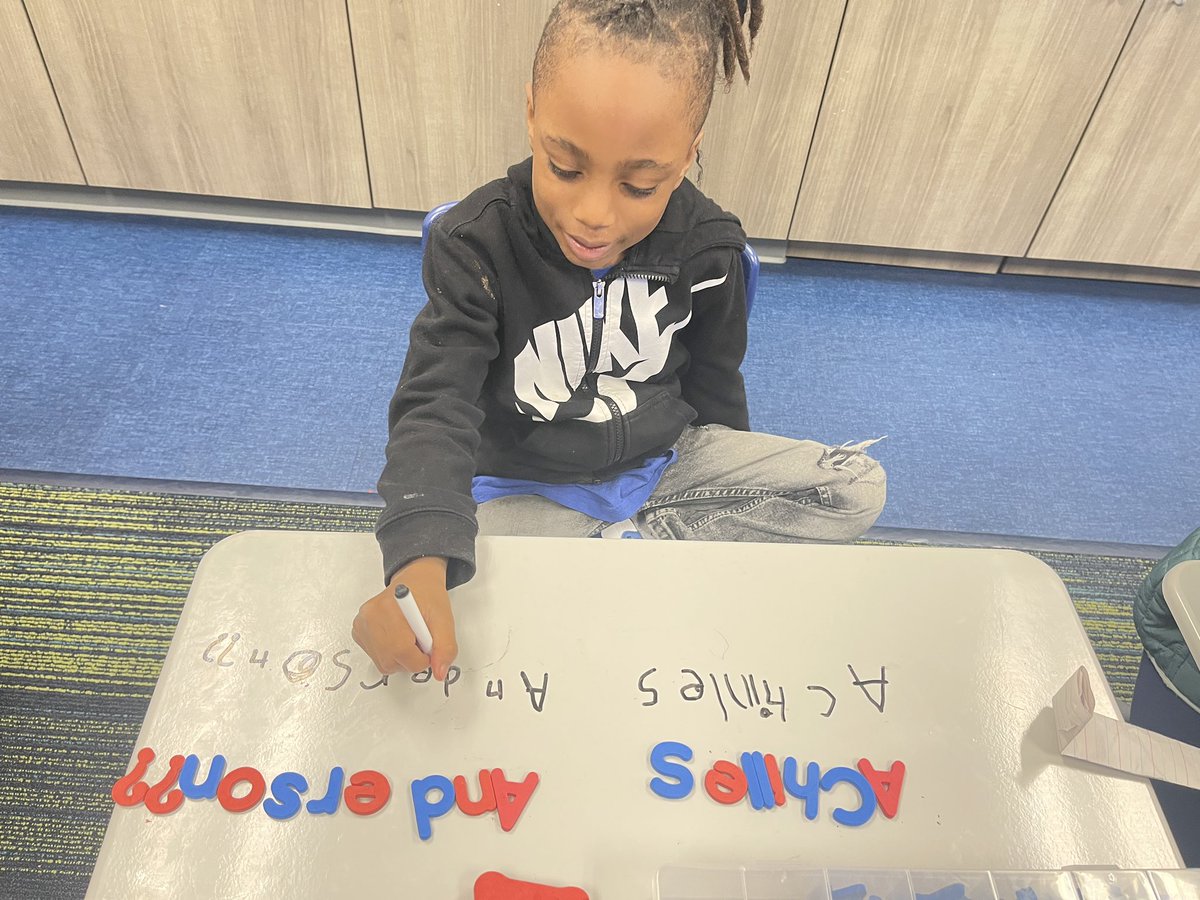 MsKGordon9's tweet photo. My friend was totally against morning work until Miss Gordon pulled out magnetic letters… Look at that smile!! 😁 @ForestLakeEagle @Bjackson_FLE @Davis_FLE @KGeorge_FLE https://t.co/k8COb8gK10