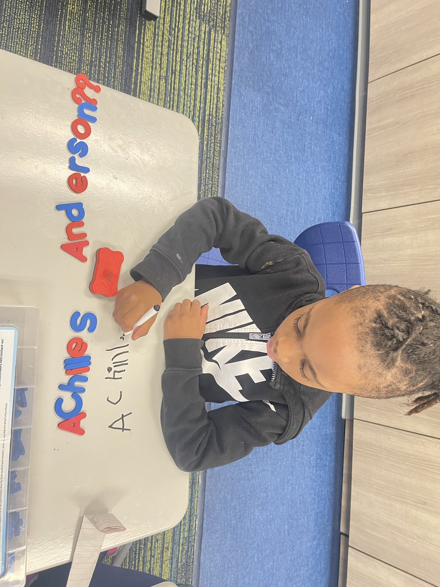 MsKGordon9's tweet photo. My friend was totally against morning work until Miss Gordon pulled out magnetic letters… Look at that smile!! 😁 @ForestLakeEagle @Bjackson_FLE @Davis_FLE @KGeorge_FLE https://t.co/k8COb8gK10