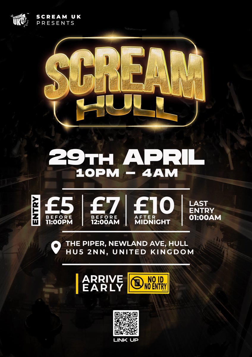 ScreamUKhq's tweet photo. Hull!! Are you ready for the biggest rave in the city?
You don’t want to be told.
Be there!
Details on the flyer.
#hull #unitedkingdom #eventsinhull #hullevents #screamhull https://t.co/gxD2Tn9KEa