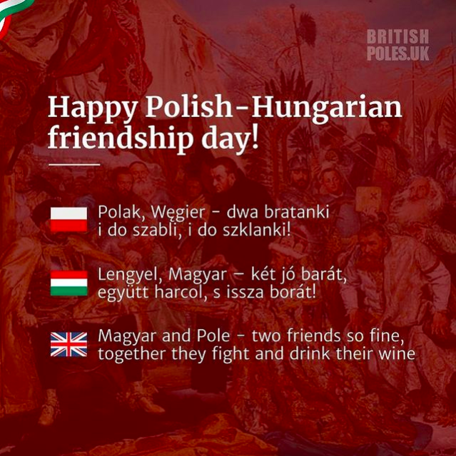 britishpoles's tweet photo. Happy Polish - Hungarian friendship day! 🇵🇱 🇭🇺
Today we celebrate our centuries-old friendship, rooted in our historical ties, shared values and beliefs.
"Polak, Węgier..." is probably the only known saying in two languages about each other’s nation's brotherhood! https://t.co/3uUi1uUvY1