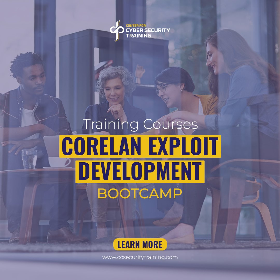 cc_s_training's tweet image. ☑️This is one of the finest and most advanced courses you will find on Win32 stack based #exploitdevelopment.
☑️This course is a truly unique opportunity to learn both basic & advanced techniques from an experienced exploit developer.
#CenterforCyberSecurityTraini