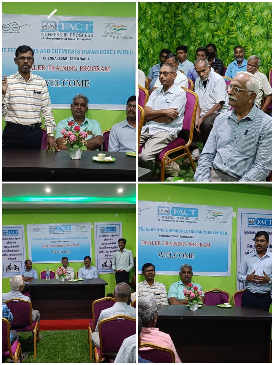 FACT_Tamilnadu's tweet photo. @fact_kochi stands top to @FACT_Tamilnadu Dealers, Feeling pride in keeping FACT's #twoelephant logo. Dealer meets on celebrating 75th yr of fertilizer production at #Tiruvannamalai #Kancheepuram #Villupuram of Chennai Zone.
பாக்ட் சென்னை மண்டல டீலர் கருத்தரங்கம். https://t.co/O7FxoEArcz