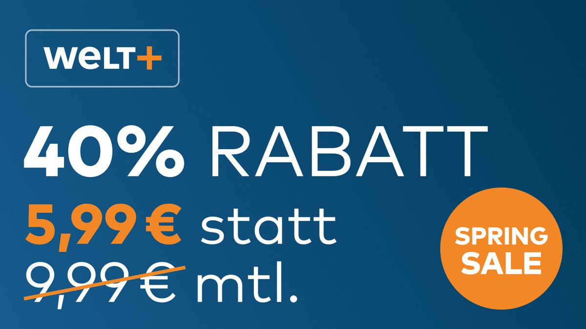 Alles wird teurer, nur bei <a href="/welt/">WELT</a> gibt's bis zu 45% Rabatt aufs erste Abo-Jahr. Am besten gleich fünf Stück einlagern, solide Wertanlage für den Nachwuchs. digital.welt.de/?cid=onsite.ca…