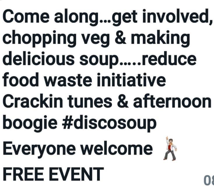 My lovely friend Anita Brolly is hosting a FREE community event #DiscoSoup this Sunday, 1-5pm, Bushmills Youth Hostel.

Get involved with cooking, reducing food waste, enjoy tasty soup &amp; have a laugh &amp; a dance to good tunes from <a href="/gregzee/">greg lundy</a> 

…everybody’s welcome 🪩