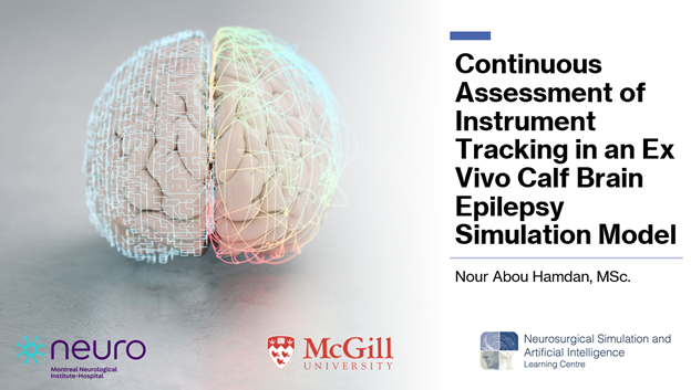 AI_SimCentre's tweet photo. @AI_SimCentre congratulates Nour Abou Hamdan for receving her MSc from the Department of Experimental Surgery at McGill with thesis entitled: 
Continuous Assessment of Instrument Tracking in an Ex Vivo Calf Brain Epilepsy Simulation Model. Great work Nour moving the field forward https://t.co/5xU74WosKK