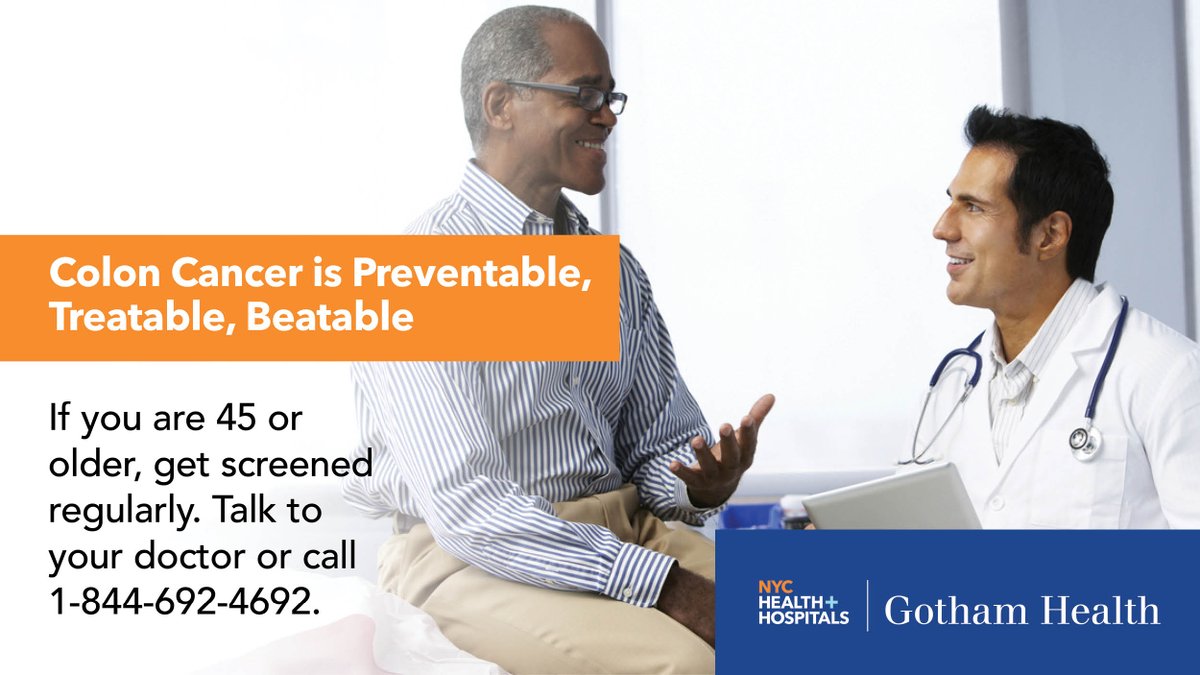 If you are 45 or older, regular screenings are crucial in early detection and management of colorectal cancer. Timely action can save lives. Schedule your appointment at a nearby Gotham Health clinic by calling 1-844-NYC-4-NYC. #ScreeningsSaveLives