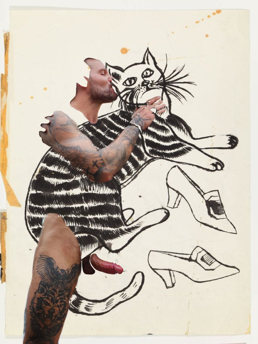 noises_making's tweet photo. #andywarhol cat sketch on @RhyheimX and  @papikocic https://t.co/FdWL3kOUc9