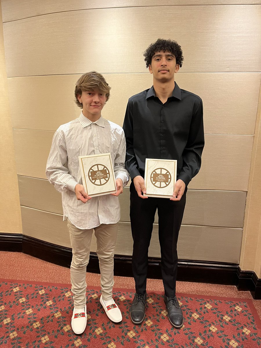 Congratulations to senior Anthony Rodriguez and junior Adam Elbehiry on being named All Conference AA-2 for the 2022-2023 season #sailorsbball #wego <a href="/osdAthleticdept/">OSD Athletics, Physical Education and Health</a>