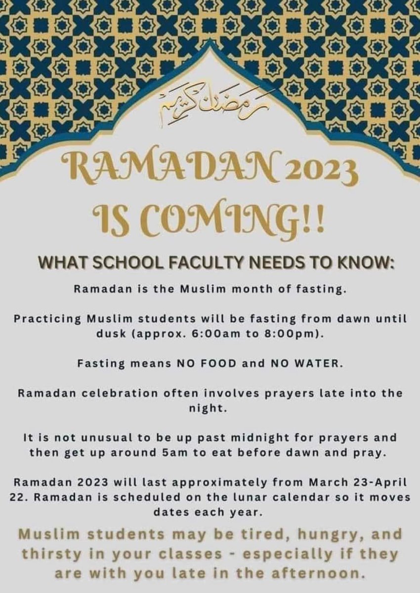As sponsor of MSA it is fitting to inform my fellow colleagues of the month-long celebration of Ramadan 😊