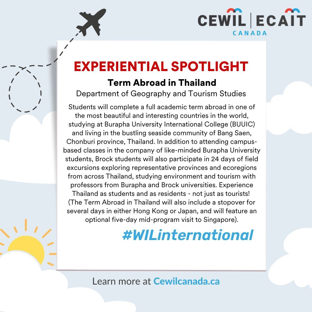 BrockCareerZone's tweet photo. Did you know? Experiential courses are a form of work integrated learning (WIL)!

Check out some of the #InternationalWIL courses offered by the Faculty of Social Science! Visit their webpage and course calendar for more info. #WILInternational #WILMonth #WIL #CEWIL2023 #CEWIL https://t.co/HLgJTroLTI