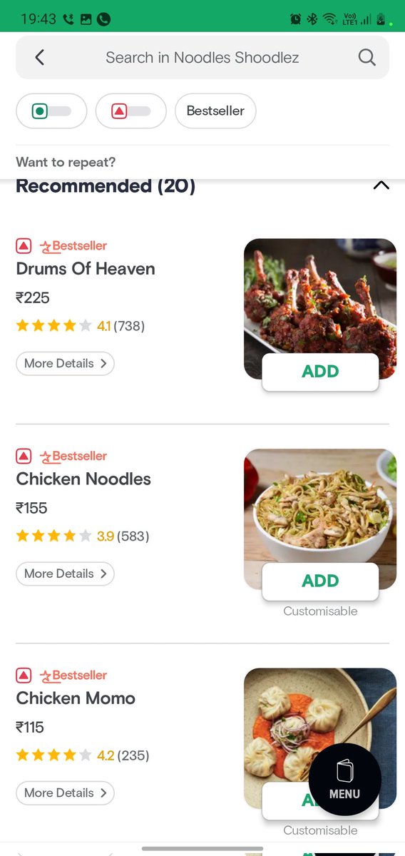 zayuforever's tweet image. Look how @Swiggy is cheating it&apos;s customers by increasing the prices of the items of the exact same restaurant which is available at a lower price on @zomato 
@BandBajaateRaho @sumanshil13 @RajdeepSinha18