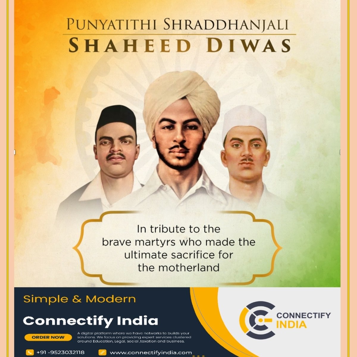 babukdev's tweet photo. #23March
This is a day to be grateful  for  Bhagat Singh, Rajguru &amp; Sukhdev as they are the revolutionary freedom fighters,
Once Said- They may kill me, but they cannot kill my ideas." 92 years ago" @IndiaConnectify @LegalAspire @simply_counsel @AinawIndia  @counselbusiness https://t.co/LWdMyS4ptP