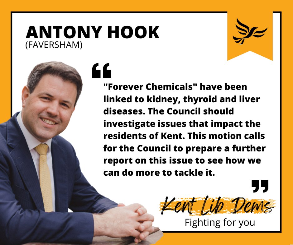 KentLibDems's tweet photo. Antony Hook moved a motion looking to do more about the issue of PFA's or "forever chemicals". It was seconded by Ian Chittenden. https://t.co/cmxnEA0J1x