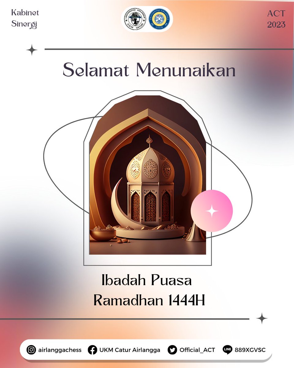 [SELAMAT MENUNAIKAN IBADAH PUASA 1444 H]

Selamat menjalankan ibadah puasa di bulan Ramadan 1444 H. 

#AirlanggaChessTeam2023
#UKMCaturAirlangga
#WeCanSolveIt
#KabinetSinergi
#UniversitasAirlangga