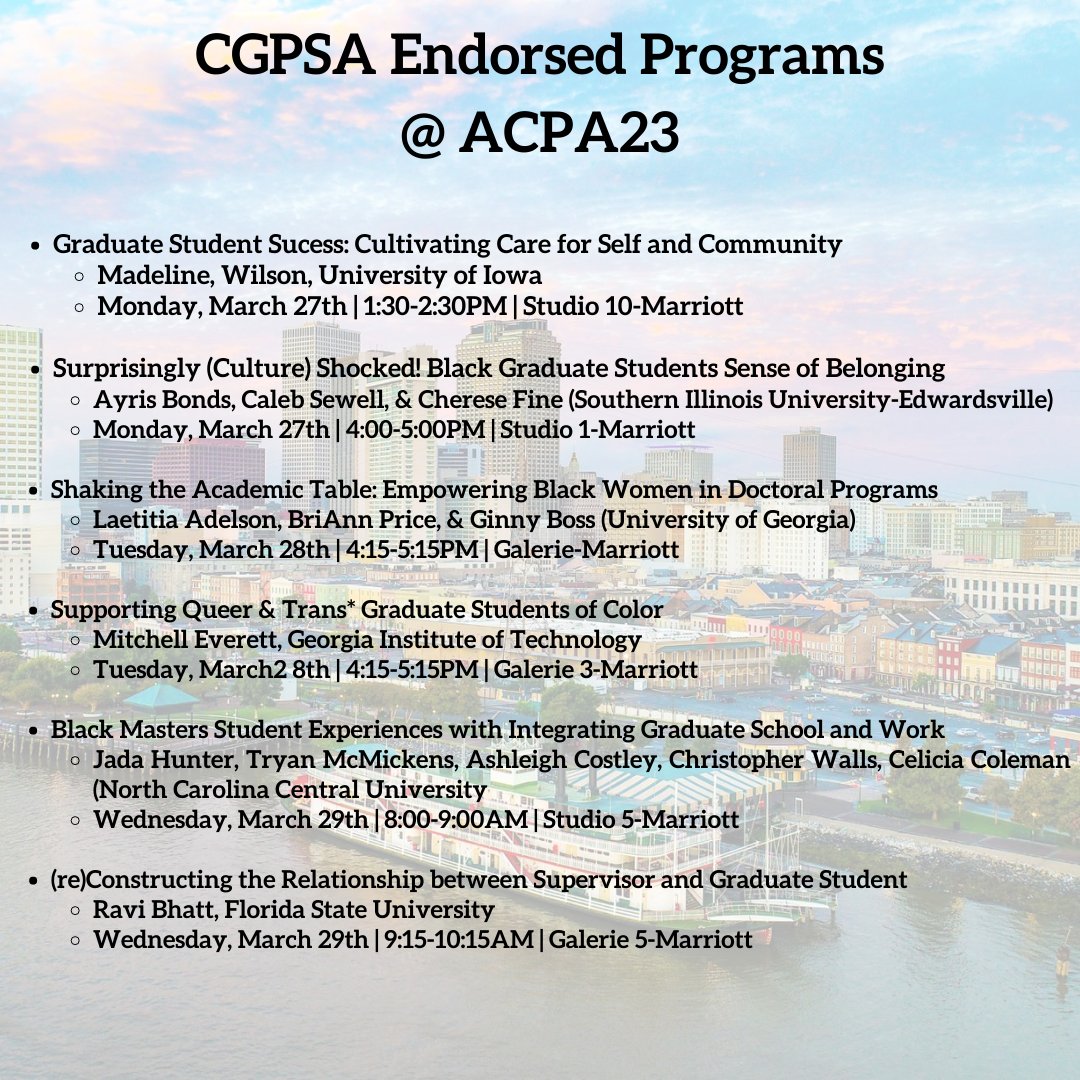 ACPA Convention has started!  We have endorsed several programs.  We hope you will join us at a session. #ACPA23