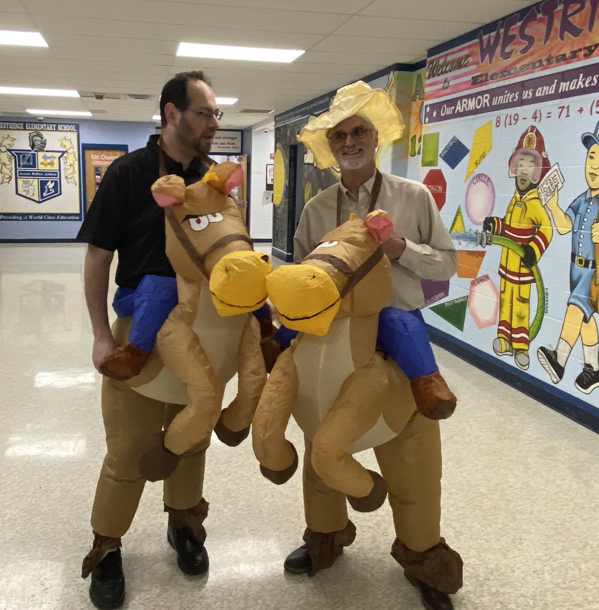 @WestridgePRIDE day four of booster Thon. WRES students reached a fundraising goal and staff members got to dress up in inflatable costumes.