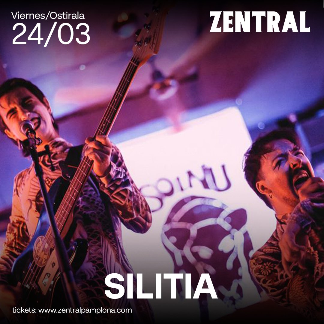 Mañana, antes del concierto de <a href="/zeamaysrock/">Zea Mays</a> podremos disfrutar de la actuación de Silita 🎤

Esta pareja vizcaína que se caracteriza por la creación de melodías punky-funky-elektro-euskal-rock 🎸

🕕 Inicio Silitia 20:15h
🕕 Inicio Zea Mays 21:00h
📍Sala principal Zentral