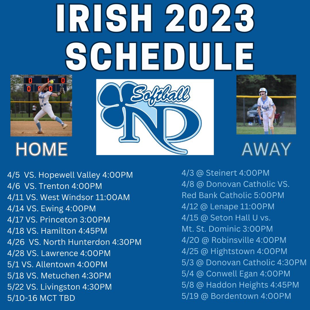 NDIrishSoftball's tweet photo. Our official schedule for the 2023 season!! See you there! 
•
Go Irish☘️ #ALLIN https://t.co/BKJbogsmpj