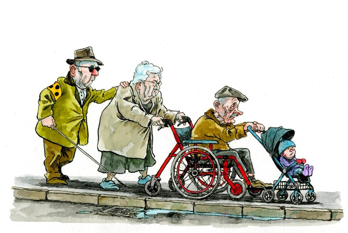 politiken's tweet photo. Regeringen vil redde velfærdssamfundet ved at hæve pensionsalderen og overlade flere opgaver til de pårørende. ✏️ Roald Als #dagenstegning #dkpol https://t.co/nmj02w1A7S