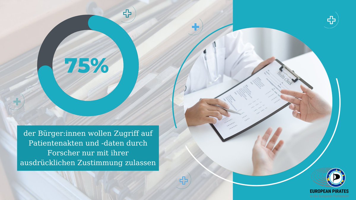 🇩🇪 Eine repräsentative Umfrage zeigt: Die Deutschen wollen ausdrücklich um Einwilligung gefragt werden, bevor Ärzte oder Forscher Zugriff auf ihre #Patientenakte erhalten. Damit stellen sie sich mehrheitlich gegen die Pläne von <a href="/Karl_Lauterbach/">Prof. Karl Lauterbach</a>. 

Mehr: patrick-breyer.de/umfrage-zu-ele…