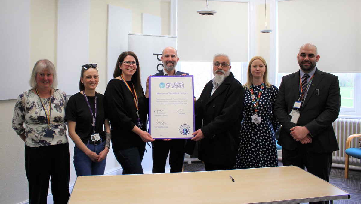 CharnwoodUNISON's tweet photo. Our branch officers Cara and Kayleigh,  and Regional Organiser Nadeem, were delighted to support @CharnwoodBC signing the @WellbeingofWmen #MenopauseWorkplacePledge this week. 

We all need to #ChatMenopause within workplaces so women get the support and respect they need. https://t.co/4FEvUAr5J6