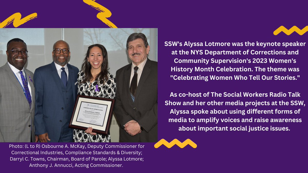 Alyssa Lotmore, Assistant to the Dean for Communications and Engagement, was the keynote speaker at the NYS Department of Corrections and Community Supervision's 2023 Women's History Month Celebration. The theme was "Celebrating Women Who Tell Our Stories."