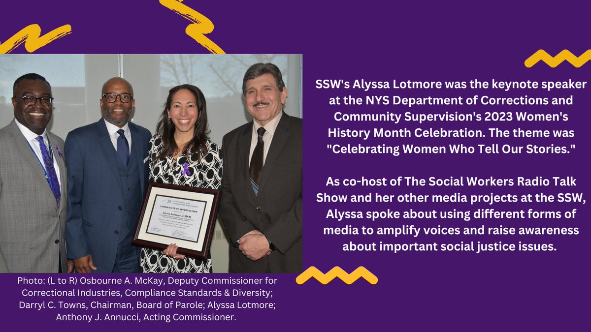 Alyssa Lotmore, Assistant to the Dean for Communications and Engagement, was the keynote speaker at the NYS Department of Corrections and Community Supervision's 2023 Women's History Month Celebration. The theme was 'Celebrating Women Who Tell Our Stories.'