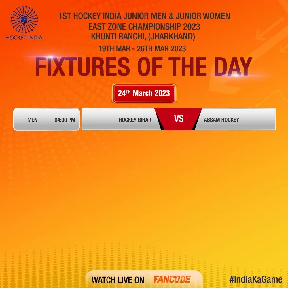 Hockey India on Twitter "Here are the fixtures for Day 6️⃣ of the 1st
