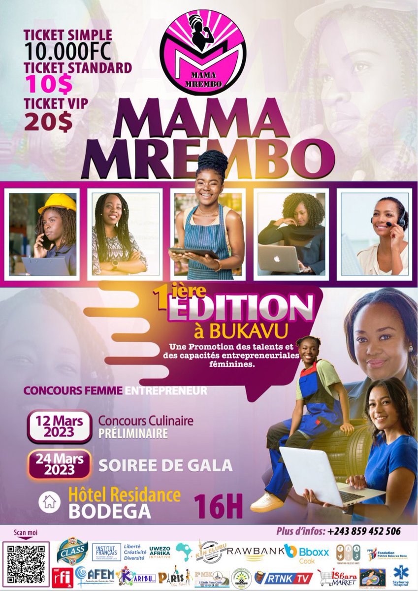 gloiremurhigisi's tweet photo. 🔴 #Bukavu
👩‍💼 #MamaMrembo

Ainsi nous allons clôturer le mois dédié au droit de la #FEMME 
Ces braves femmes qui entreprennent et font la différence seront au premier plan 🔝 
Ne manquez pas ce grand rendez-vous 
APPRENDRE, SE DÉVELOPPER, RÉSEAU
#womenentrepreneurs 
#womentalking https://t.co/mwyyk8XQO7