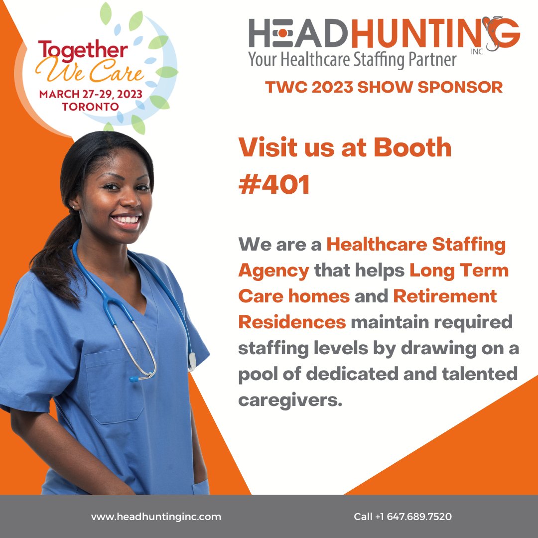 HeadHuntinginc1's tweet photo. Together We Care 2023 #TWC2023 is 4 days away. Come visit us at Booth 401 and learn about our innovative and industry-leading temporary staffing solutions. #Staffing #SeniorCare https://t.co/zM2wz4K6Ro