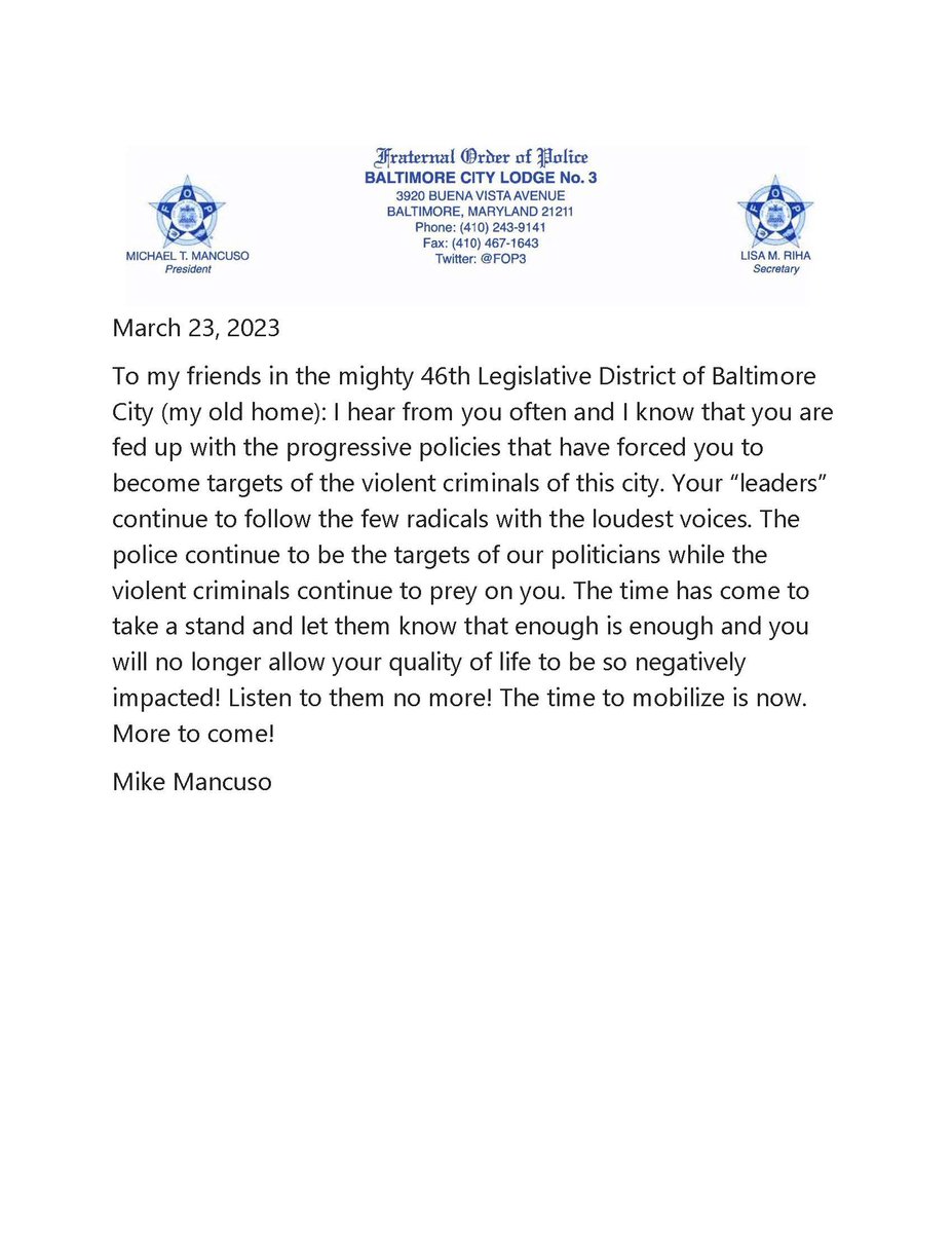 Baltimore City FOP (@fop3) on Twitter photo 